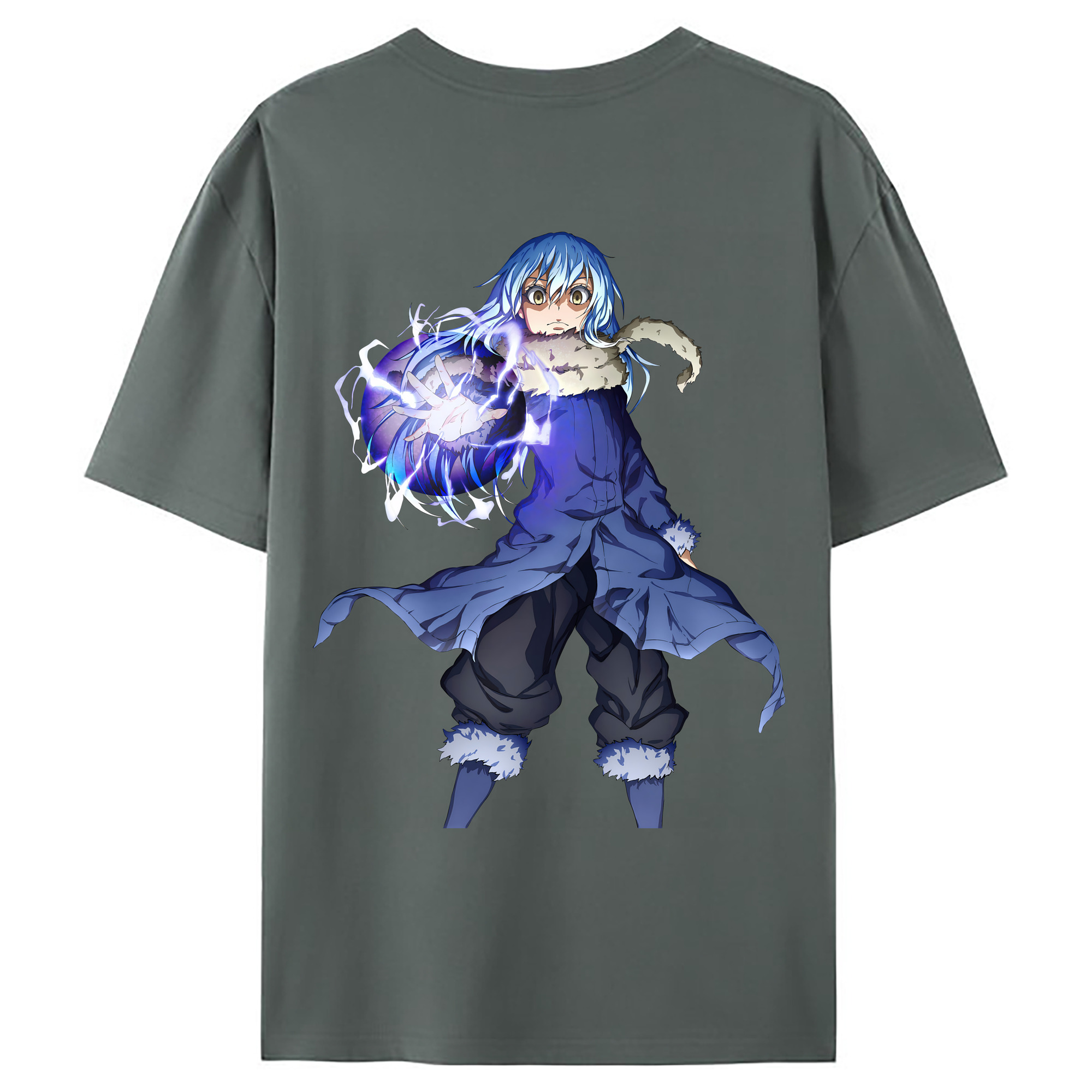 （画像用） 転スラ Regarding Reincarnated to Slime 綿100％ メンズ半袖Tシャツ（バックプリント） 通気性